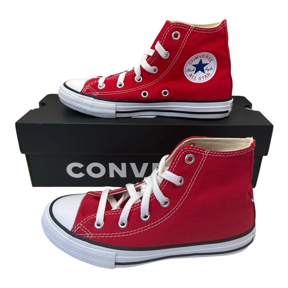 Converse Youth Boy Chuck‎ Taylor All Star High-Tops Red Canvas Sneakers, Size 1